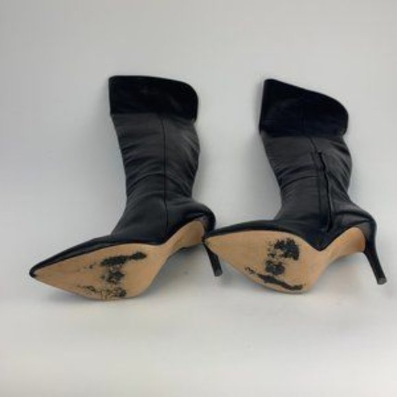 Italian Black Leather Over the Knee Stiletto Boots - Picture 7 of 8